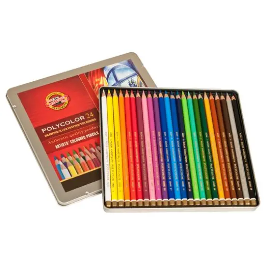 Koh-I-Noor Polycolor 24 Color Artists' Colored Pencil Tin Set {3}