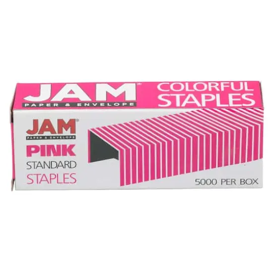 JAM Paper Standard Size Staples, 5,000ct. Pink {1}