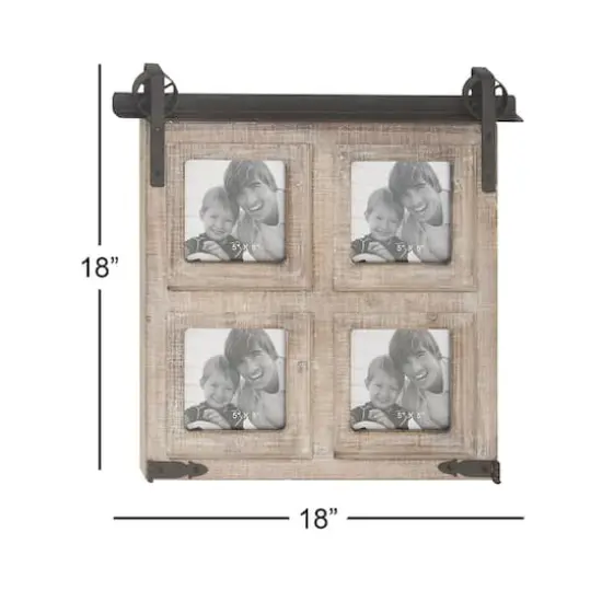 4 Opening Brown 5" x 5" Wood Farmhouse Frame {3}
