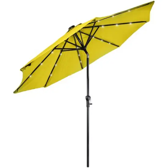 9ft. Solar Lighted Outdoor Patio Market Umbrella Yellow {4}