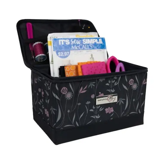 Everything Mary Pink & Gray Floral Collapsible Sewing Kit Organizer Box {5}