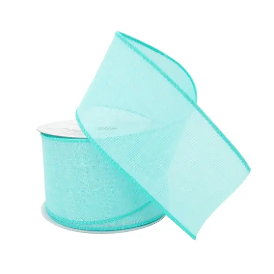 2.5" x 25ft. Faux Linen Wired Ribbon by Celebrate It&trade; D&eacute;cor Turquoise {3}