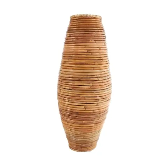 28" Brown Rattan Handmade Wrapped Vase {3}