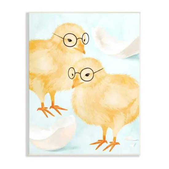 Stupell Industries Easter Chicks Hatched Eggs Yellow Birds Round Glasses Wall Plaque Art {1}