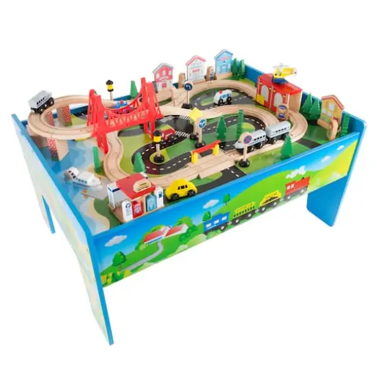 Toy Time Wooden Train Set Table {1}