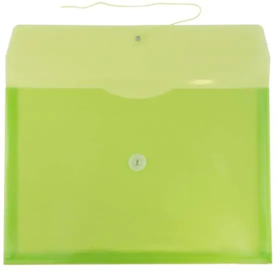 JAM Paper Booklet Plastic Envelopes with Button and String Closure, 108ct. Lime Green {5}