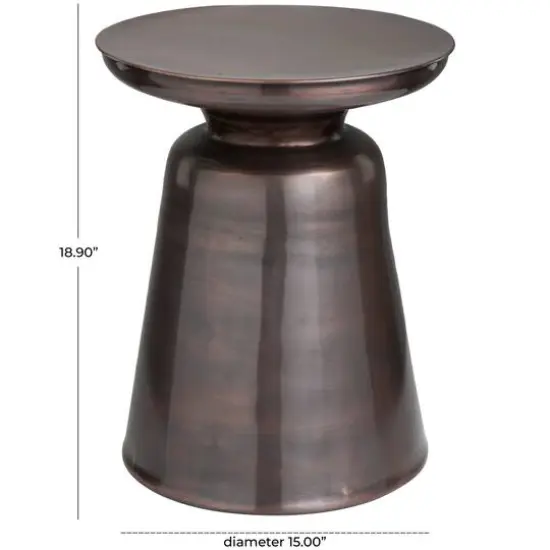 19" Copper Metal Accent Table with Bell Shaped Base  {6}