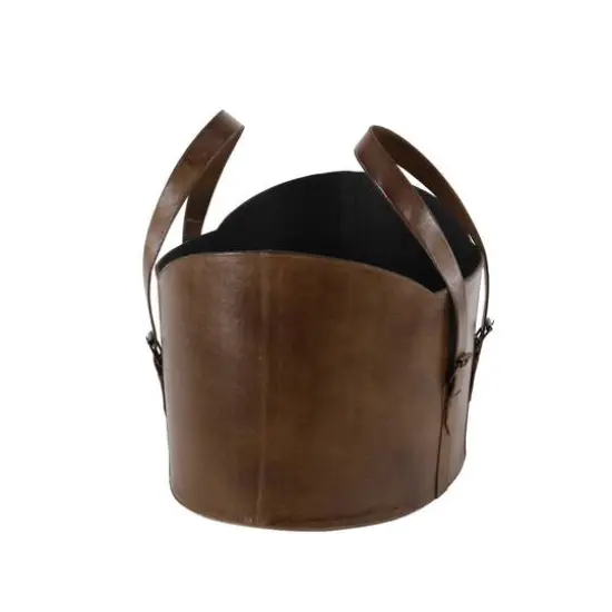 Brown Leather Vintage Magazine Holder Set {5}