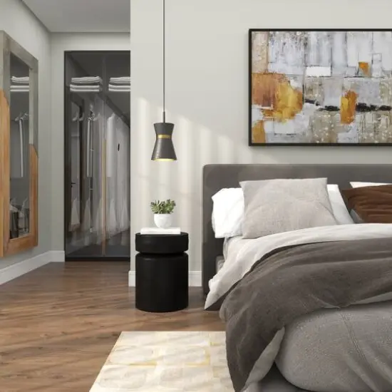 18" Black Metal Drum Accent Table {14}