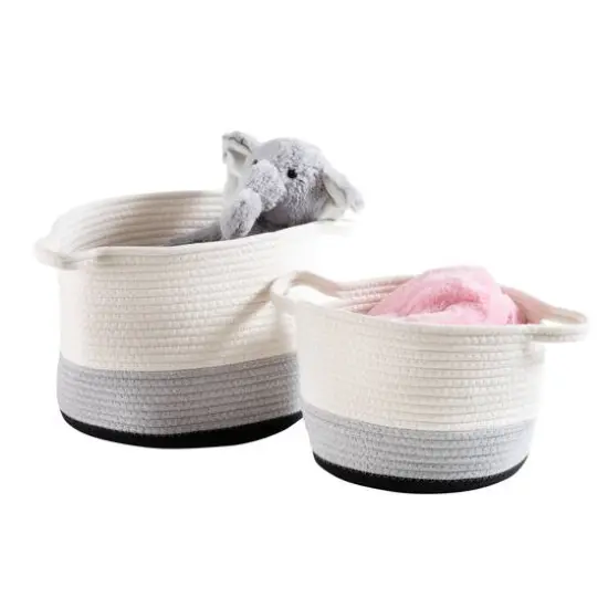 Honey Can Do Black & White Ombré Nesting Cotton Rope Storage Basket Set {4}