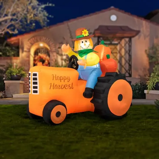 Glitzhome&reg; 7ft. Fall Lighted Inflatable Tractor D&eacute;cor {4}