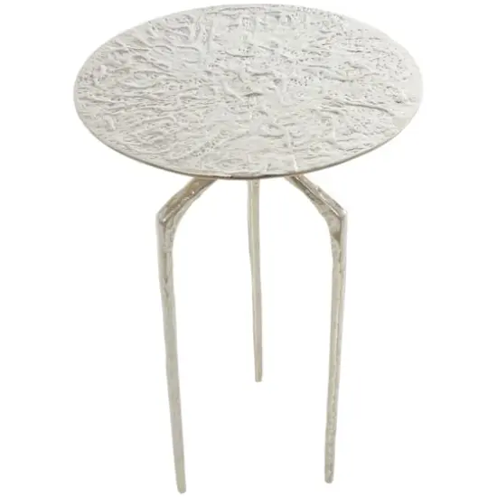 Silver Aluminum Geometric Slim Textured Accent Table {4}