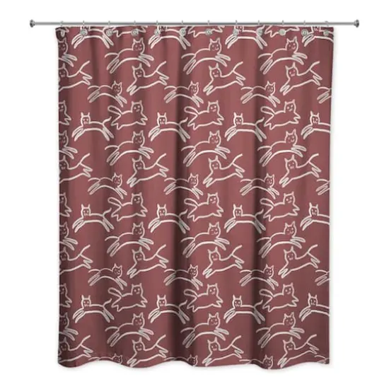 Kitty Shower Curtain Maroon {1}