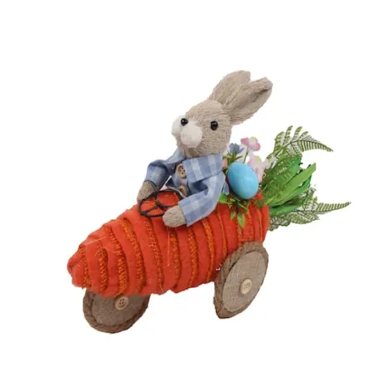 13" Blue Easter Bunny with Carrot Car Tabletop Decoration {1}
