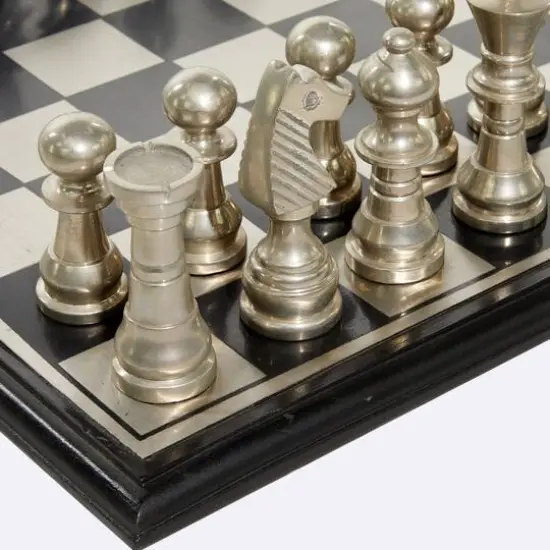 Silver Aluminum Traditional Chess Game Set {4}