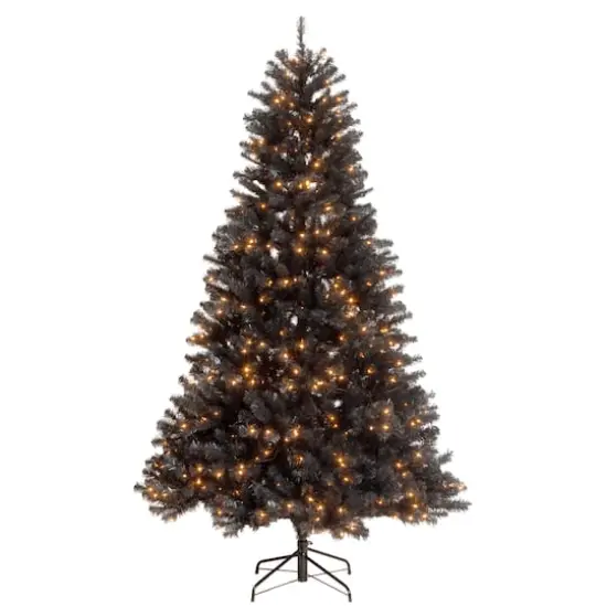 7.5 ft. Pre-lit North Valley Black Spruce Medium Artificial Christmas Tree, Clear Lights {1}