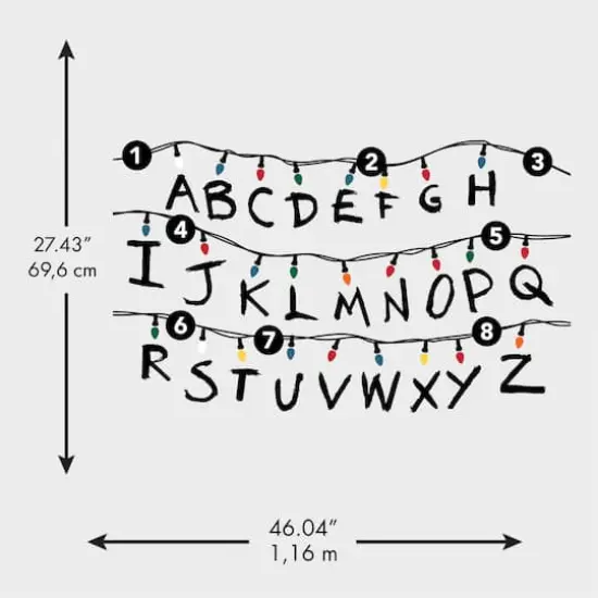 RoomMates Netflix Stranger Things Christmas Lights Peel and Stick Giant Wall Decals w/Alphabet {6}