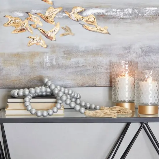 Silver Mango Wood Beaded Garland with Tassel {3}