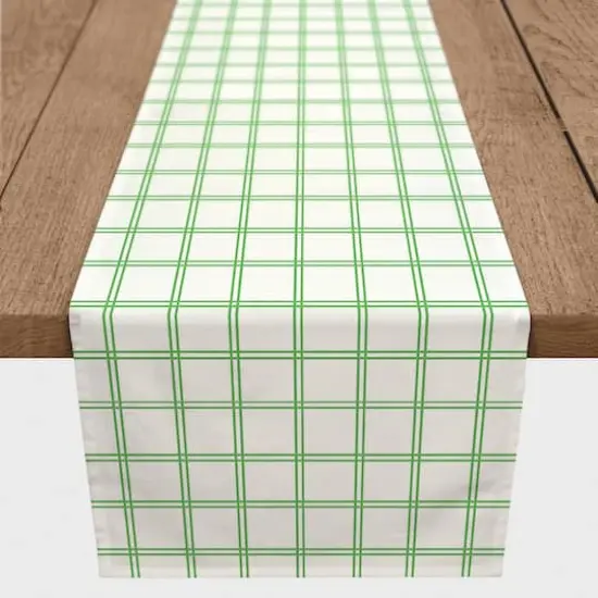 90" Green Grid Pattern Poly Twill Table Runner {3}