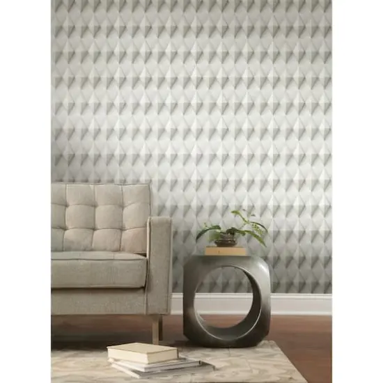 RoomMates Paragon Geometric Peel & Stick Wallpaper Taupe and White {5}