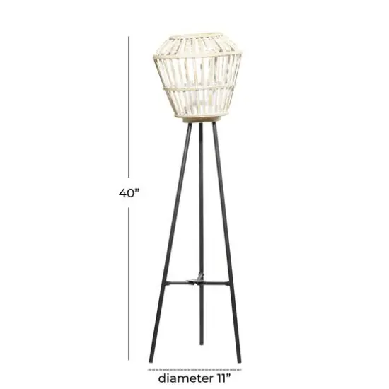 White Metal Natural Lantern, 40" x 11" x 11" {6}