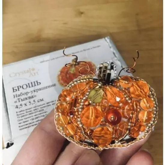 Crystal Art Beadwork Kit For Creating Broоch Pumpkin {6}