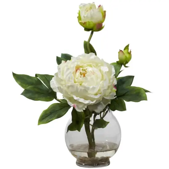 13.5" Peony Arrangement in Fluted Vase {1}