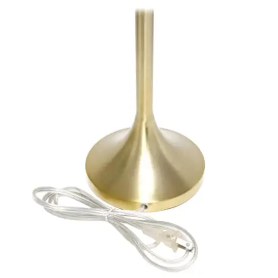 Simple Designs 21.5" Tapered Gold Table Lamp with Fabric Drum Shade White {10}