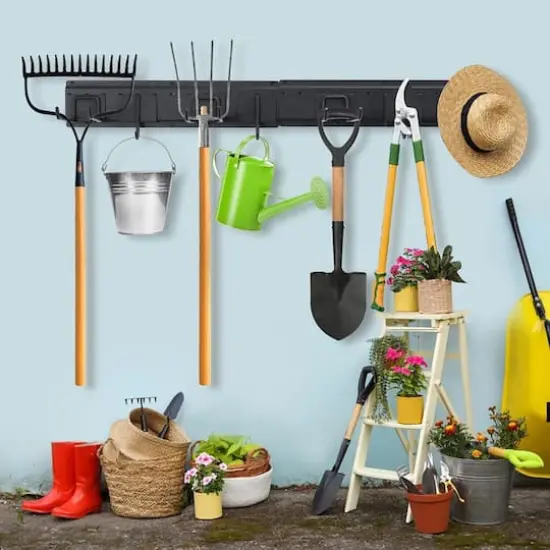 NEX&trade; 16.5" Black 7-Hook Garage Tool Wall Rack {6}