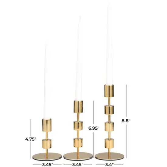 Gold Aluminum Floating Block Abstract Candle Holder with Rounded Base Set {6}