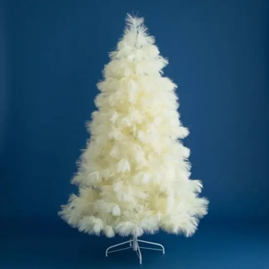 6ft. Unlit Off-White Pampas Grass Artificial Christmas Tree {6}
