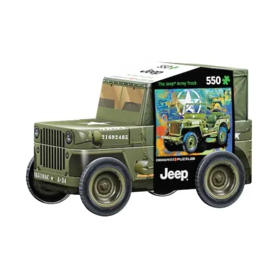 The Jeep Army Truck Collectible Shaped Tin Puzzle: 550 Pcs {3}