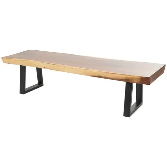 5ft. Wood Bench with Black Metal Legs Brown {2}