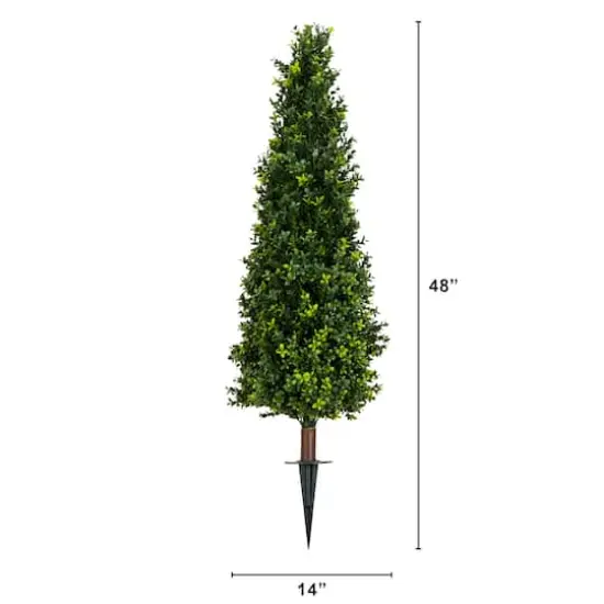 4ft. UV Resistant Artificial Boxwood Plant with Integrated Ground Stake (Indoor/Outdoor) - Set of 2 {3}