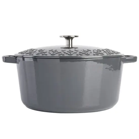 Spice By Tia Mowry Savory Saffron 6qt. Enameled Cast Iron Dutch Oven with Lid Charcoal {7}