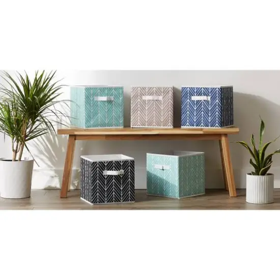 DII&reg; 11" Stone Herringbone Storage Cube, 2ct. {10}