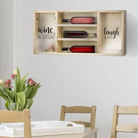 Wall Mounted Wooden Wine Rack & Cork Holder {3}