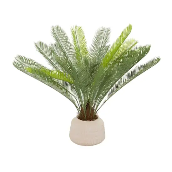 3ft. Green Sago Palm Faux Foliage Artificial Plant with Pink Ceramic Pot {1}