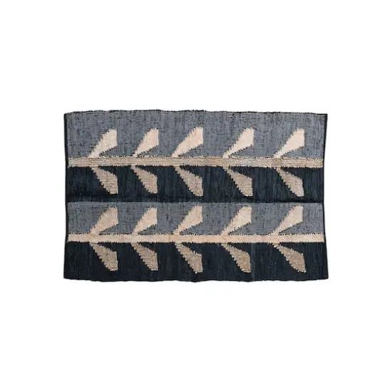 Hello Honey&reg; 4ft. x 6ft. Black & Natural Woven Jute, Leather & Cotton Chindi Rug {1}