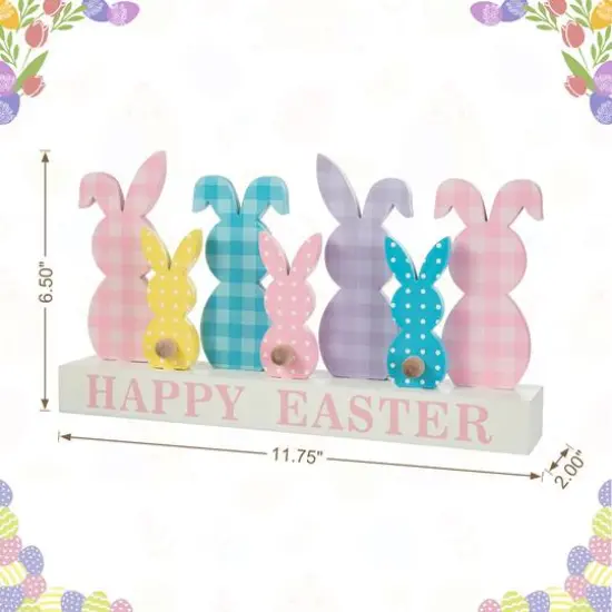 Glitzhome&reg; 11.75" Easter Wooden Bunny Family Table D&eacute;cor {7}