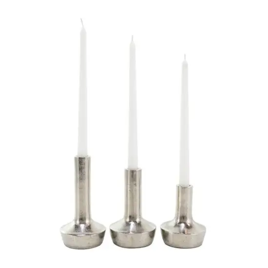Silver Aluminum Candle Holder with Rounded Base Set {6}