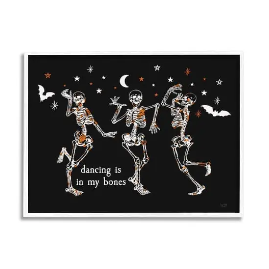 Stupell Industries 16" x 20" Dancing is in My Bones Skeletons White Framed Gicl&eacute;e Art {1}