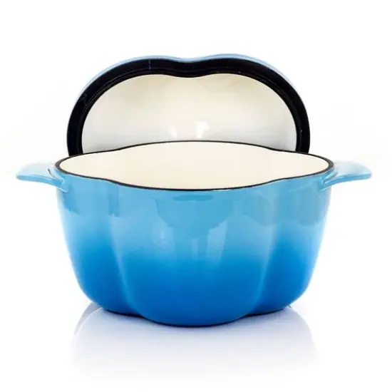 MegaChef 3qt. Blue Pepper Shaped Enameled Cast Iron Casserole {7}
