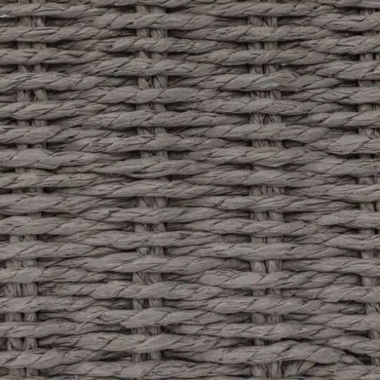 Gray Woven Paper Rope Storage Chest with Hinged Lid & Integrated Handles {6}