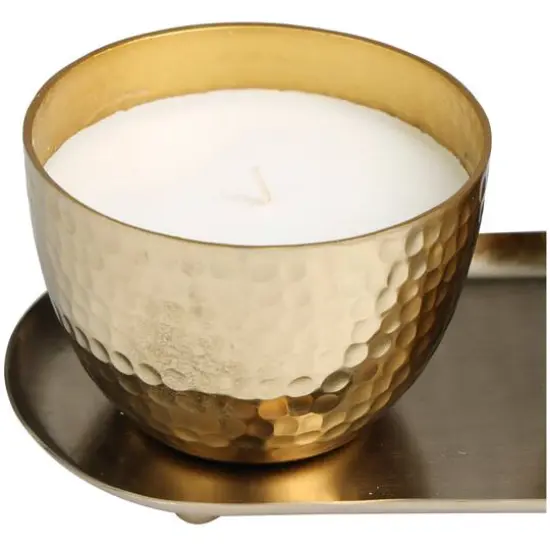 Mediterranean Fig Scented Candles in Gold Hammered Bowls Set {5}