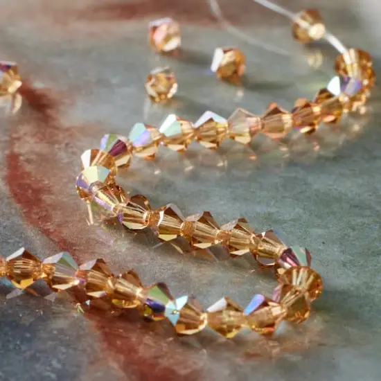 Preciosa Glass Crystal Bicone Beads, 4mm by Bead Landing&trade; Light Colorado Topaz AB {3}