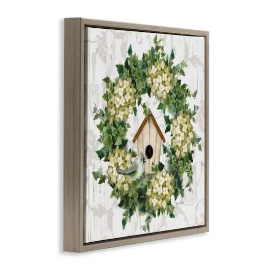 Stupell Industries Spring Birdhouse Wreath Floater Framed Art Brown {4}