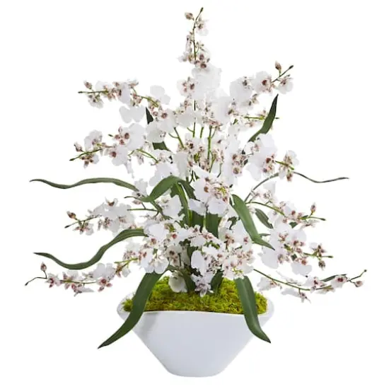 21" White Dancing Lady Arrangement in White Vase {1}