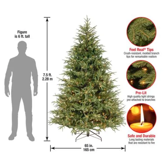 7.5 Ft. Pre-Lit Feel Real&reg; Frasier Grande Full Artificial Christmas Tree, Clear Lights {7}