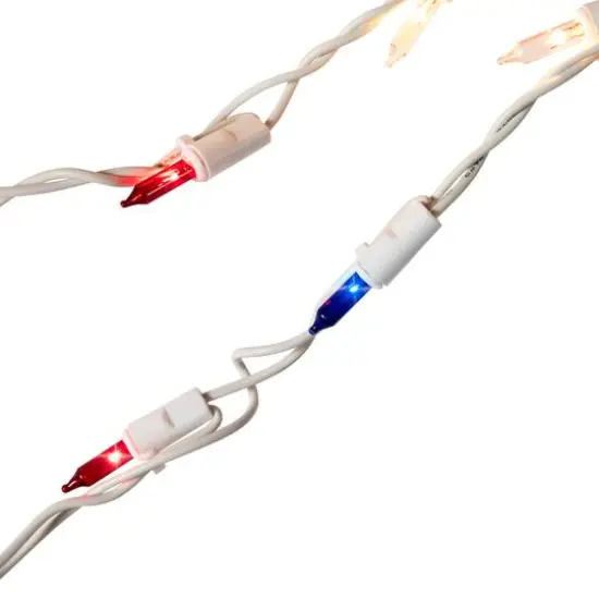 100ct. Red, Blue and Clear 4th of July Mini Swag Lights {8}